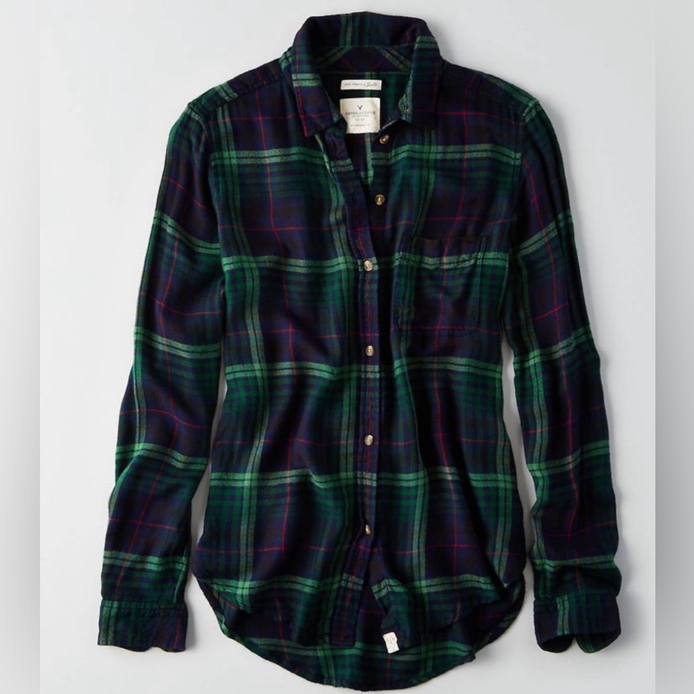 Extra Soft Green Plaid Button-Down Shirt